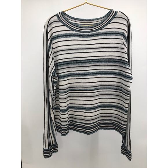 Ann Taylor Factory Metallic Striped Wide Collar Lightweight Sweater Size XL - Picture 5 of 7